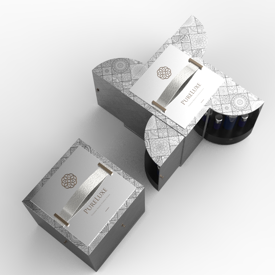 手提銀色化妝品包裝盒